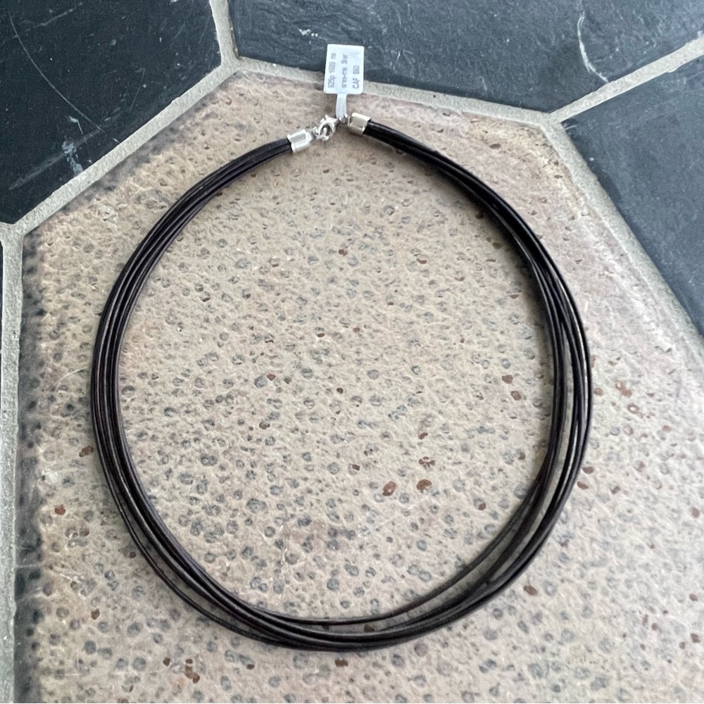 Brown Leather Multi-Strand Necklace 16”